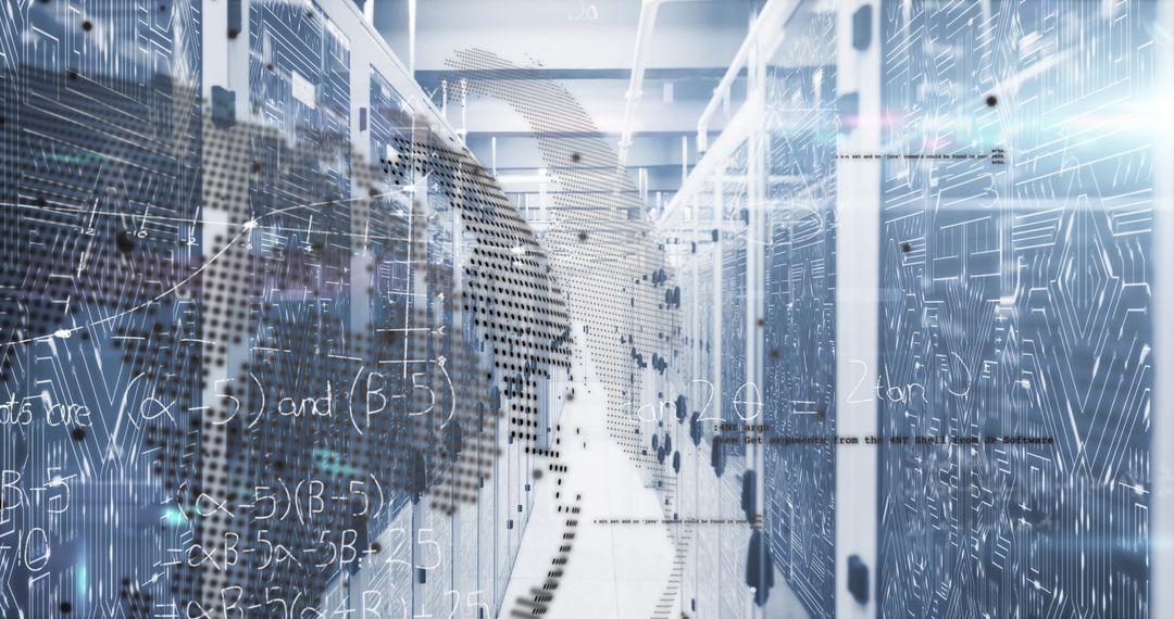 Abstract Digital Concept with Server Room and Data Visualization