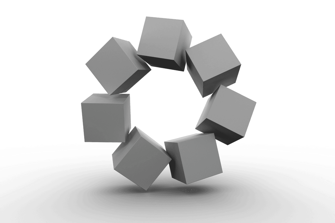 Spinning Grey Cubes on Transparent Background Vector Illustration