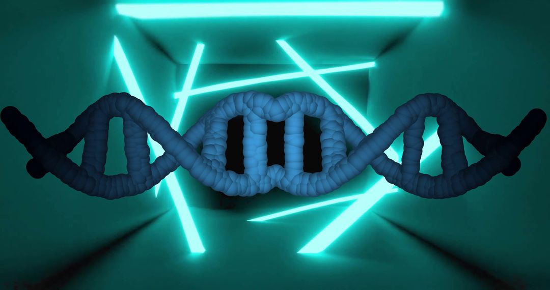 Rotating DNA Strand Within Futuristic Neon Environment
