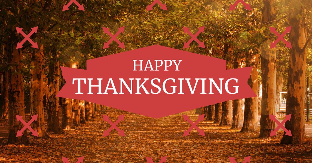 Thanksgiving Greeting with Autumn Tree Lined Path