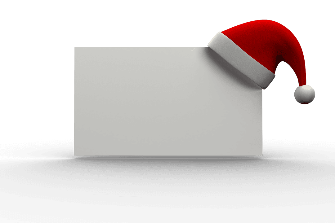 Blank Paper with Santa Hat on Transparent Background for Festive Concepts