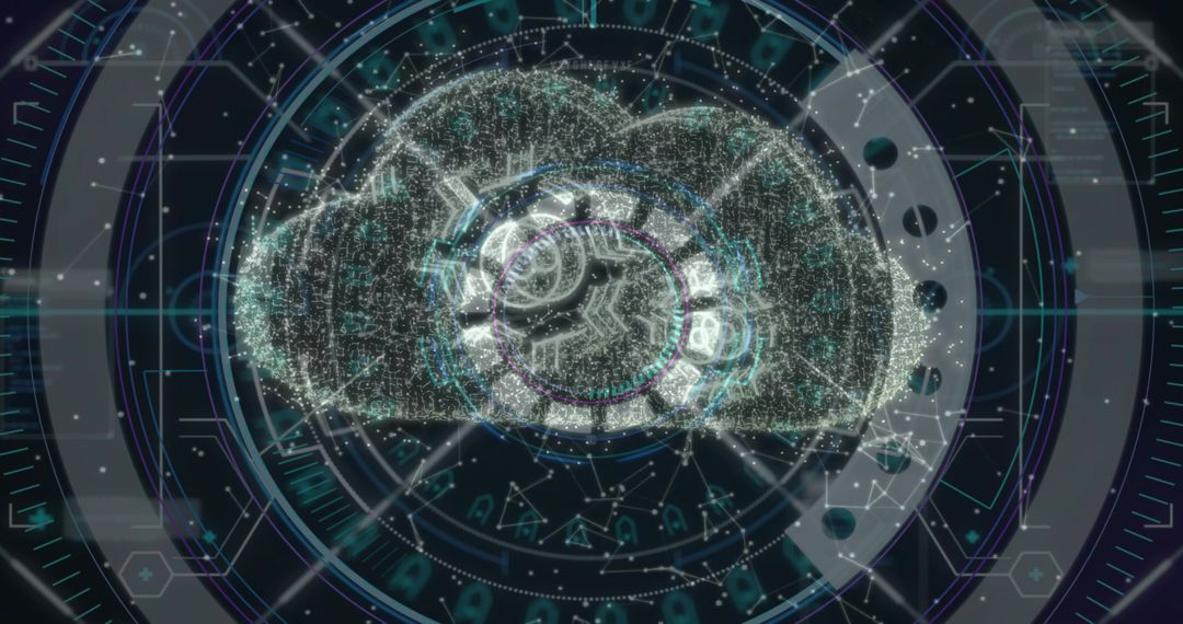 Digital Cloud Interface with HUD and Network Connections