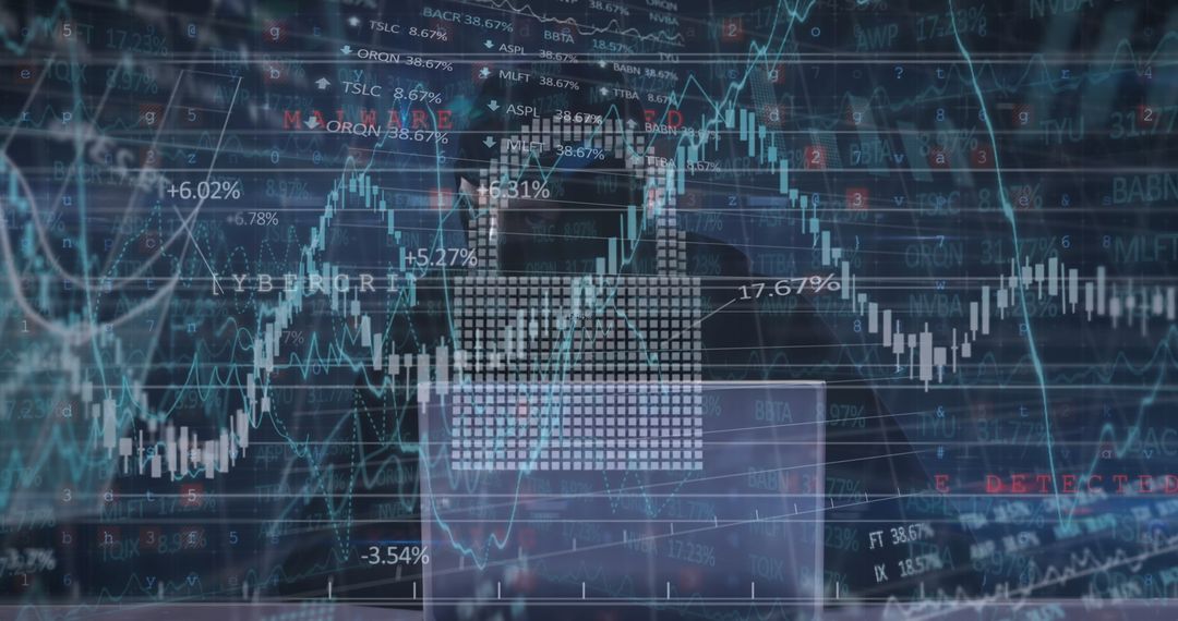 Digital Padlock with Financial Data Overlay on World Map