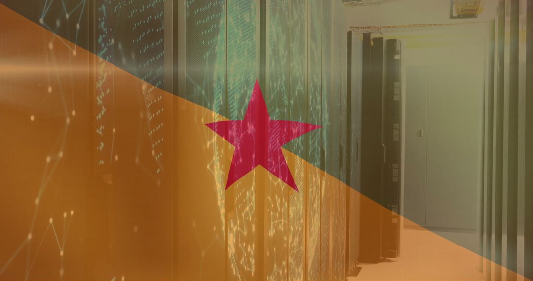 Digital Network Technology in Data Center with Star Icon