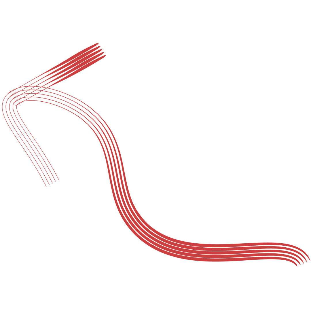 Red Curved Abstract Line on Transparent Background