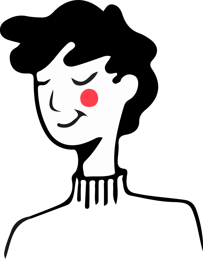 Minimalist Cartoon Character with Transparent Background