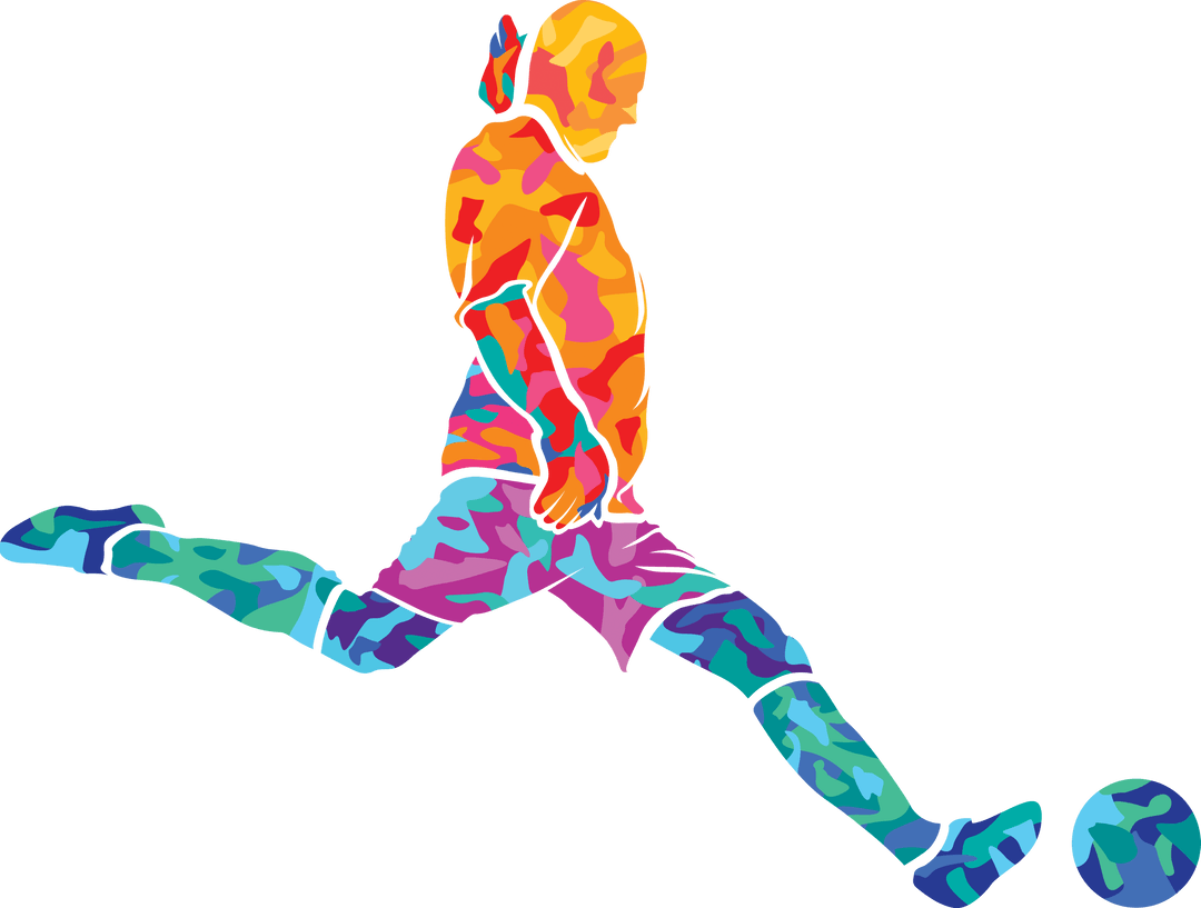 Abstract Guy in Vibrant Colors on Transparent Background Dancing