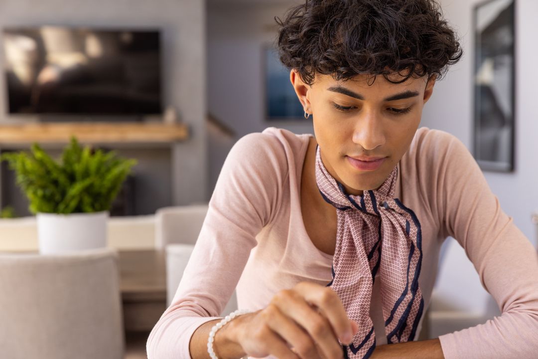 Creative Man Engaged in Craft Project at Home
