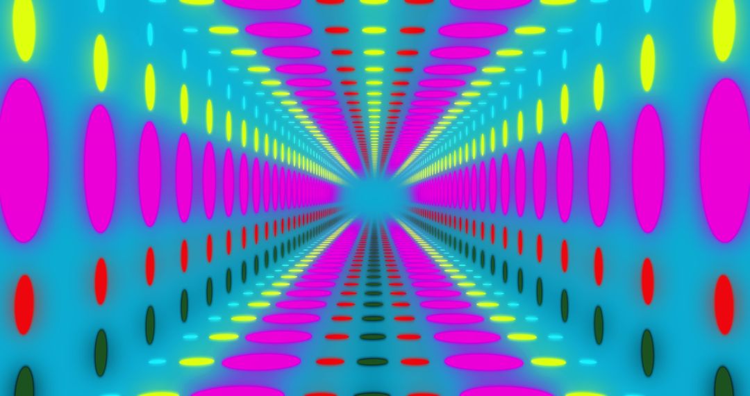 Abstract Neon Circles in Futuristic 3D Tunnel