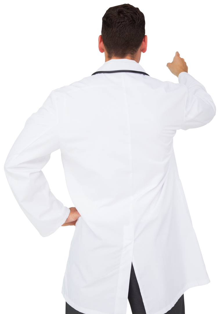 Back View of Male Doctor Pointing on Transparent Background - Download Free Stock Images Pikwizard.com