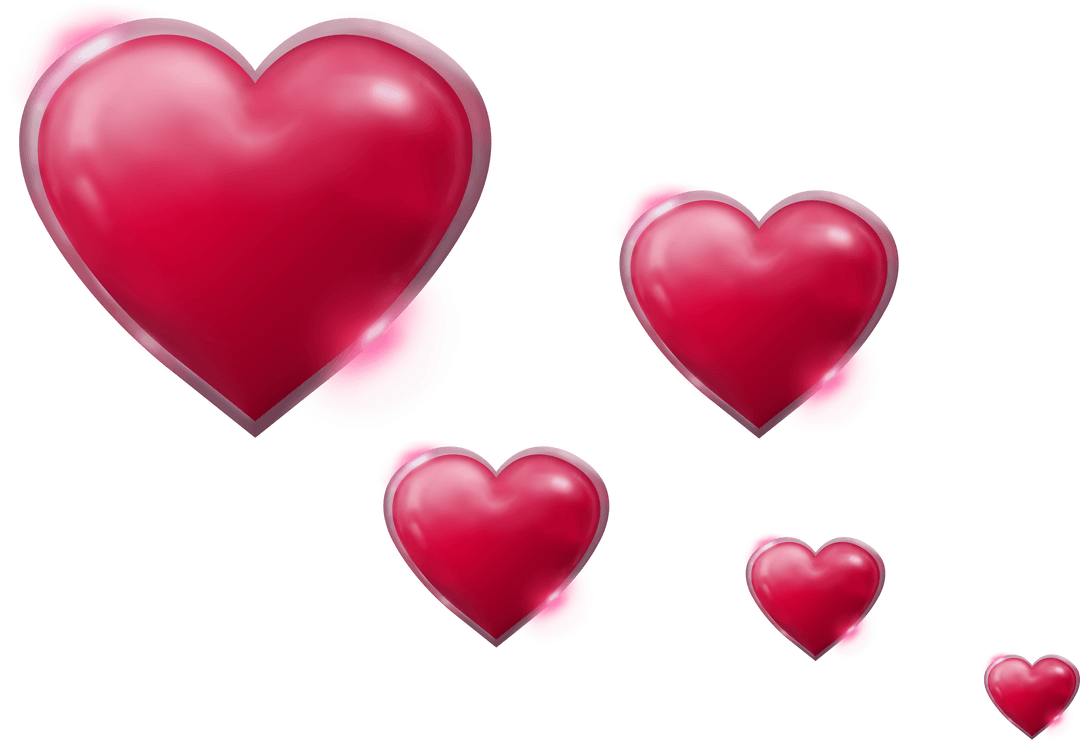 Floating Pink Hearts on Transparent Background for Romantic Designs