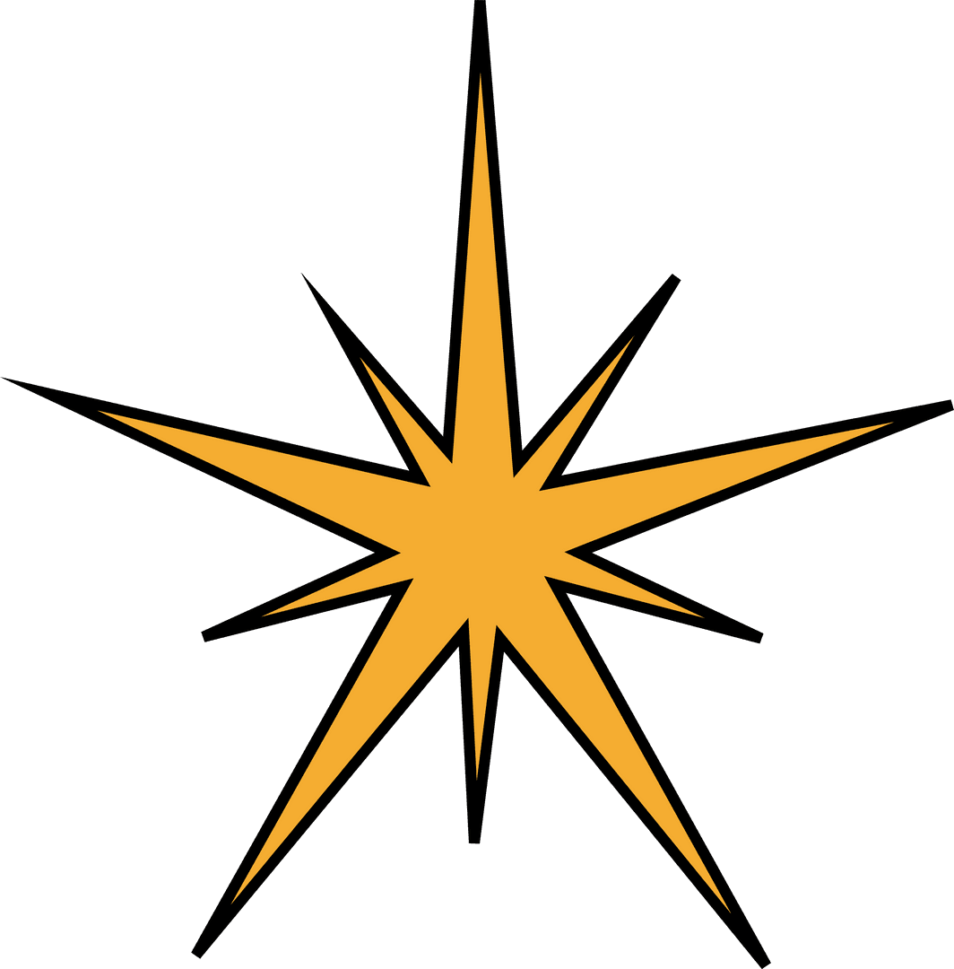 Golden Eight-Pointed Star Icon on Transparent Background