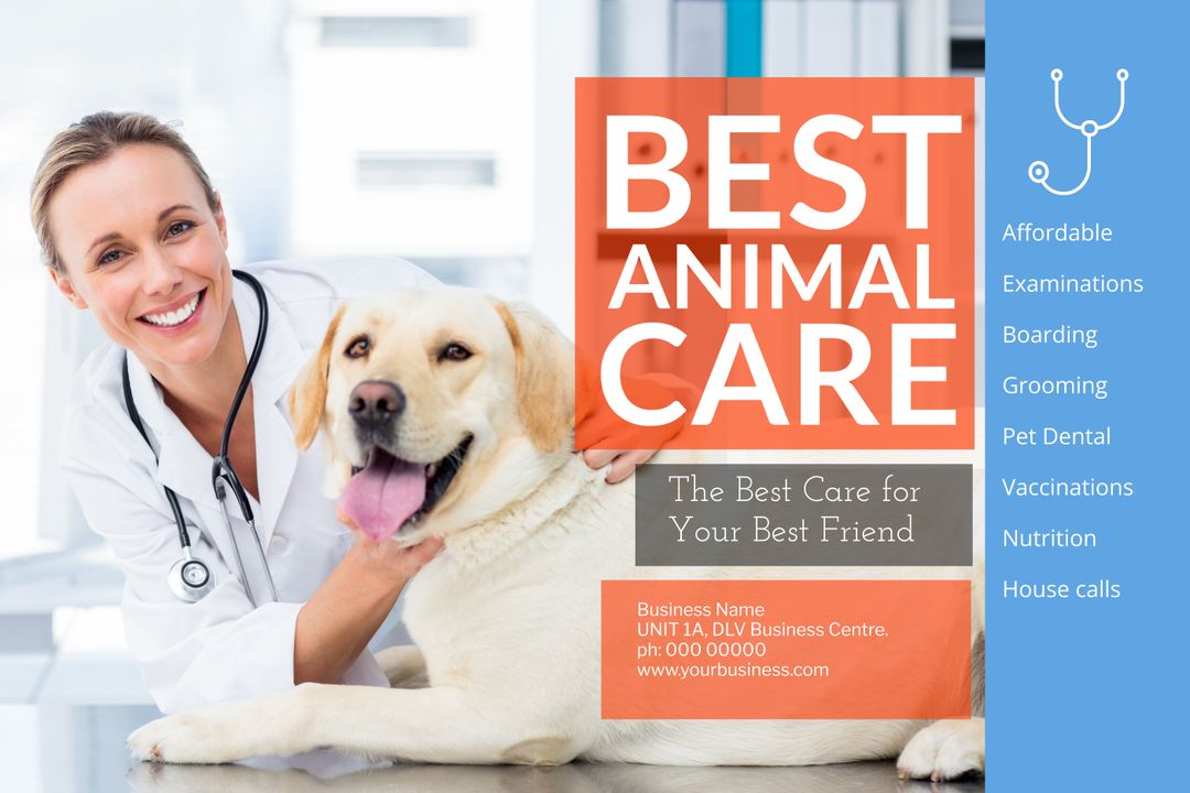 Veterinarian Providing Compassionate Pet Care with Happy Golden Retriever - Download Free Stock Templates Pikwizard.com