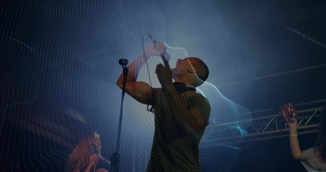 Energetic Live Concert Performance with Singing Vocalist on Stage