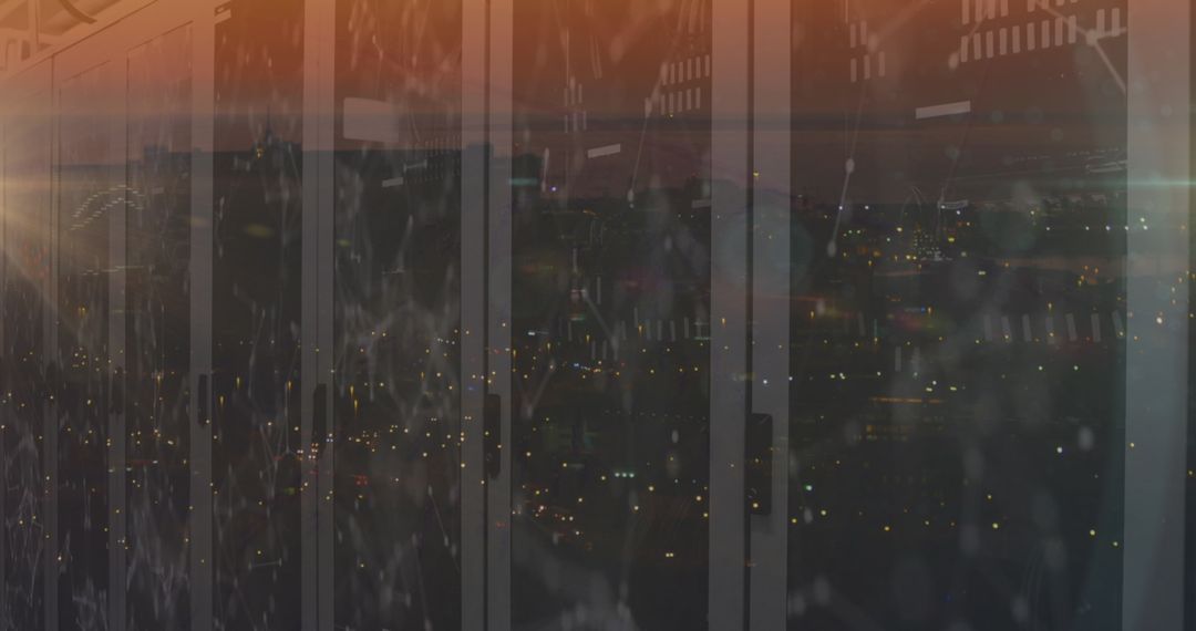 Tech Network Overlays on City at Night