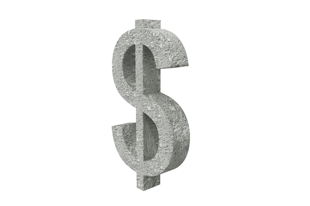 Stone Dollar Symbol on Transparent Background Illustrating Currency Concepts