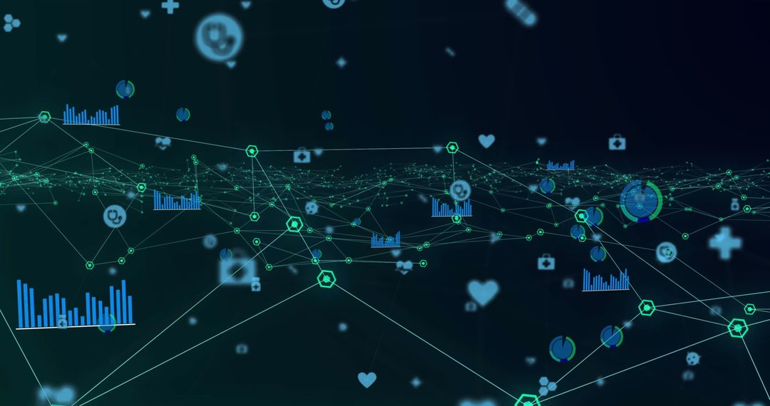 Futuristic Digital Network With Data And Icons