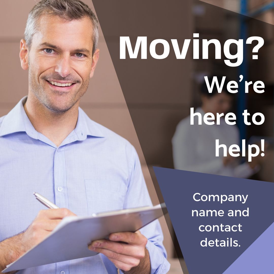 Smiling Businessman Offers Moving Assistance Services
