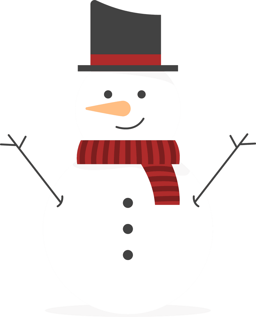 Playful Snowman with Top Hat on Transparent Background