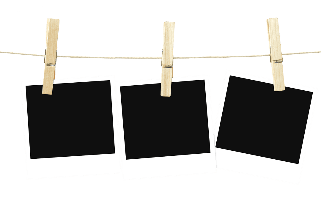 Hanging Blank Photos on Transparent Background Photography Concept