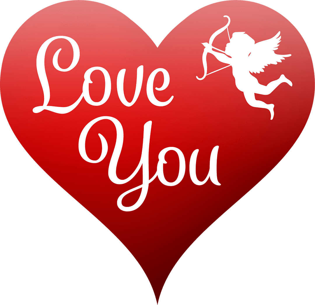 Romantic Heart Symbol with Cupid on Transparent Background Illustration