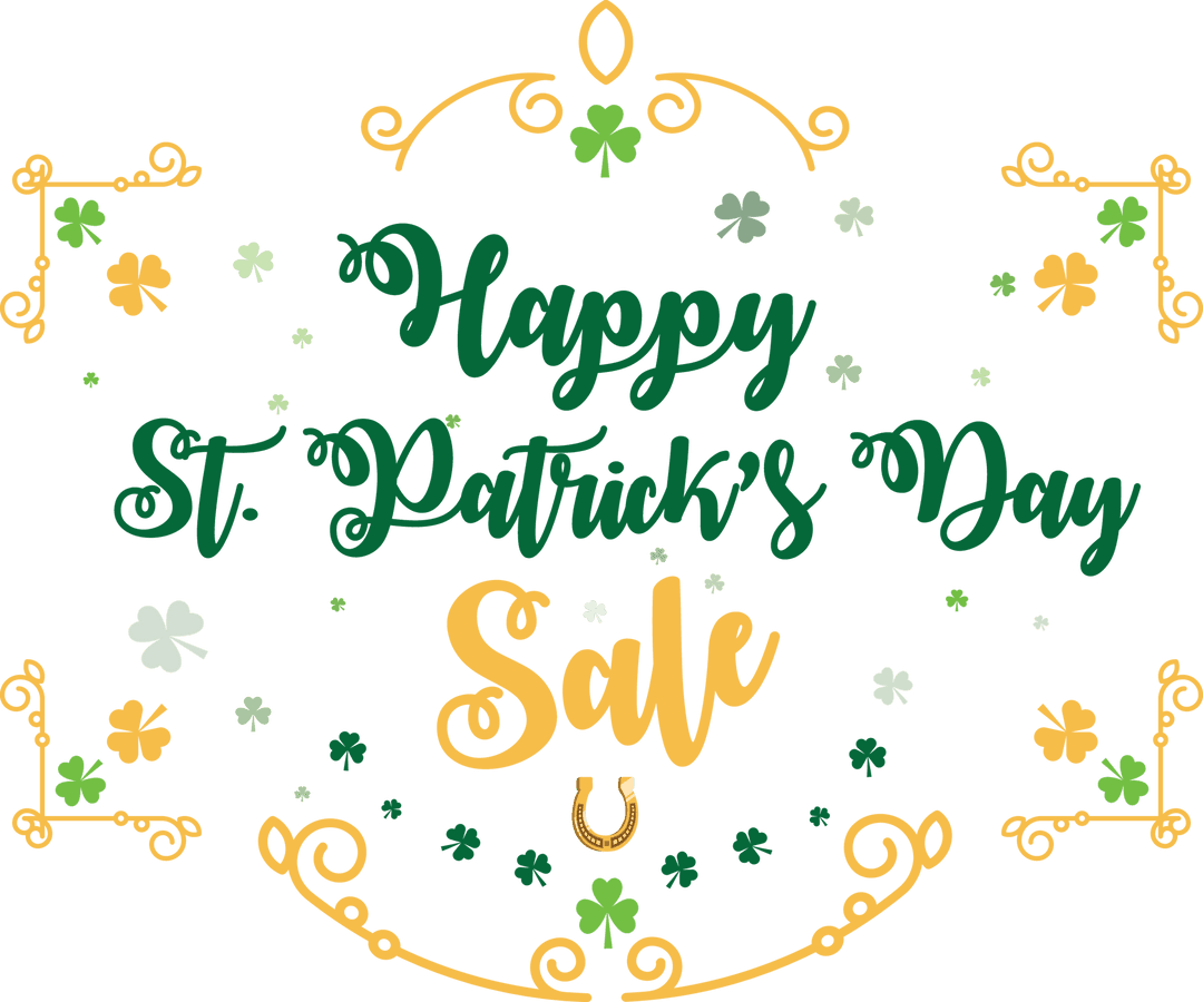 Happy St. Patrick's Day Sale Text on Transparent Background