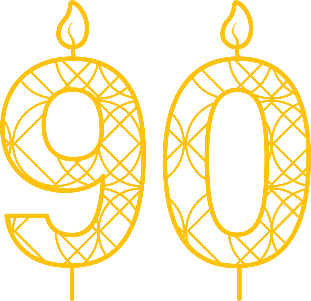 Transparent 90 Birthday Candle Illustration with Pattern