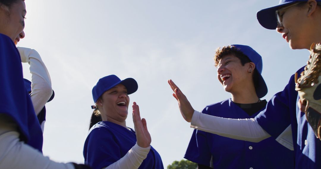 Youth Baseball Team Celebrating Victory with High Fives - Free Images, Stock Photos and Pictures on Pikwizard.com