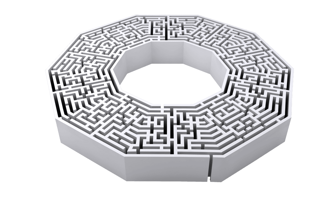 Transparent Circular Maze Illustration on Clean Background