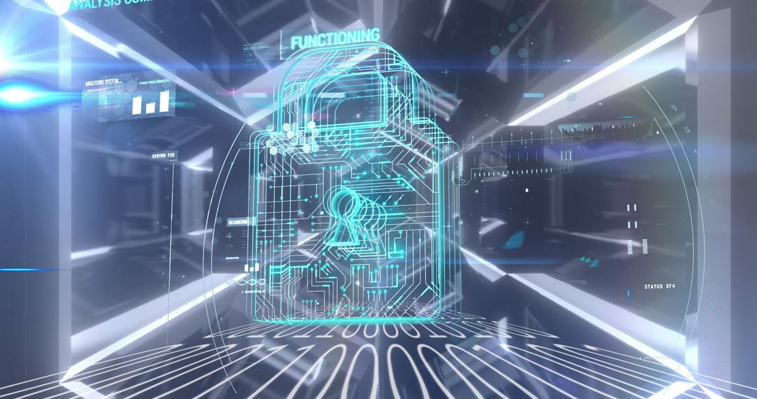 Futuristic Digital Security with Locked Padlock