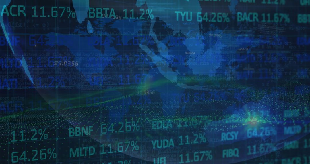 Digital Stock Market Hologram with Global Financial Indicators