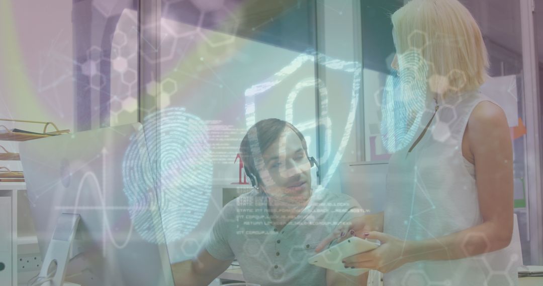 Digital Security Concept with Business Professionals in Office