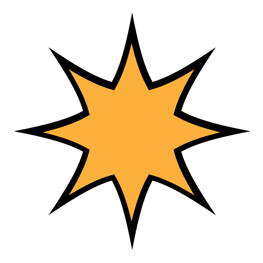 Vibrant Eight-Pointed Starburst on Transparent Background