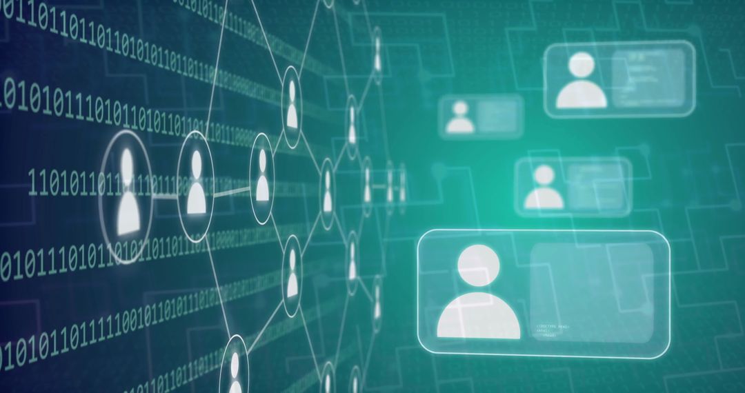 Digital Network with Person Icons and Data processing System