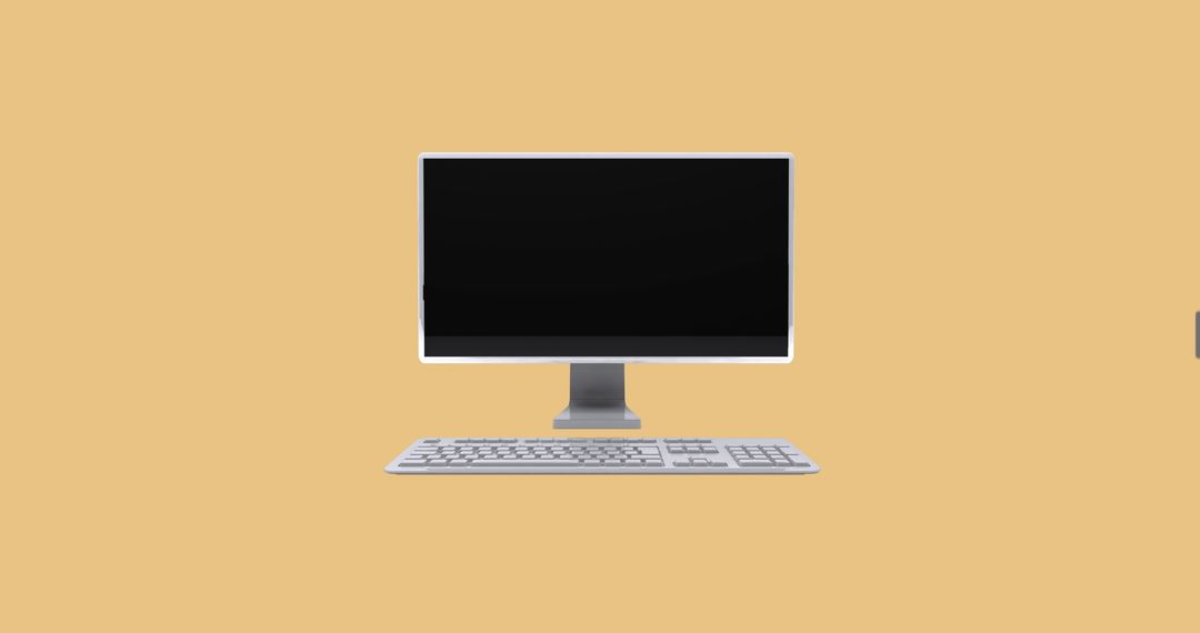 Minimalist Desktop Computer on Orange Background