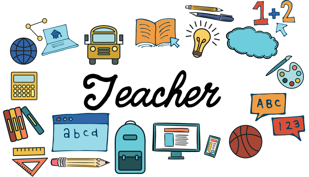 Colorful Digital Symbols on Transparent Background for Education and Teaching