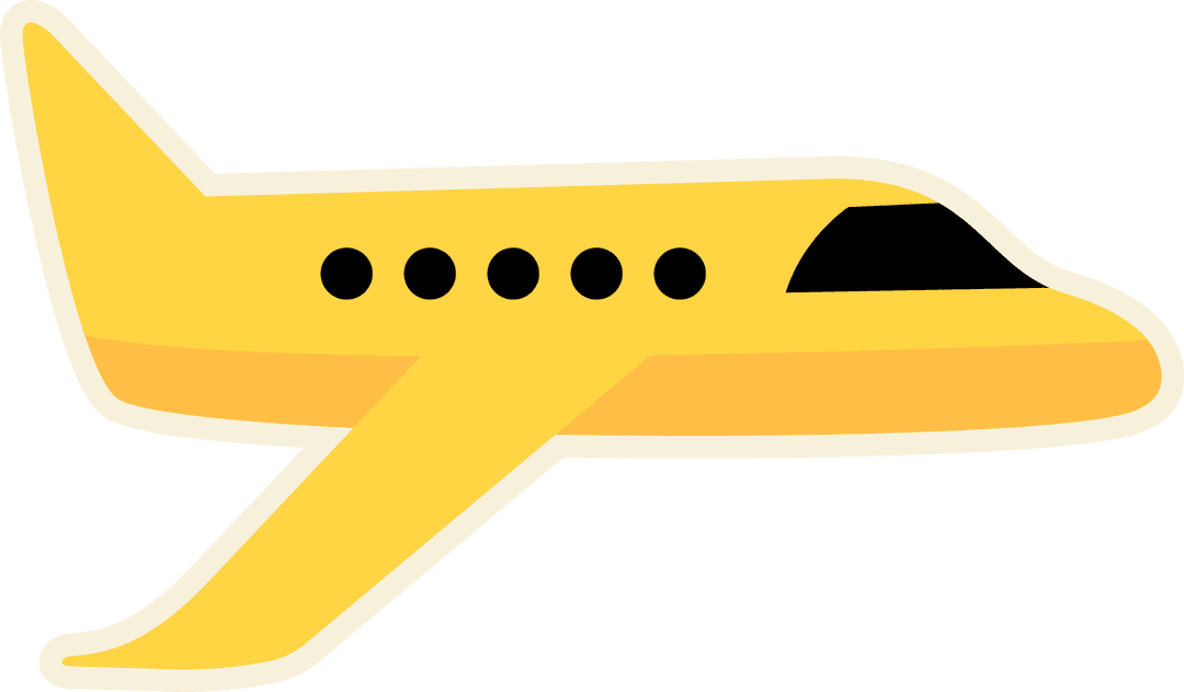 Minimalist Yellow Airplane on Transparent Background Vector Graphic