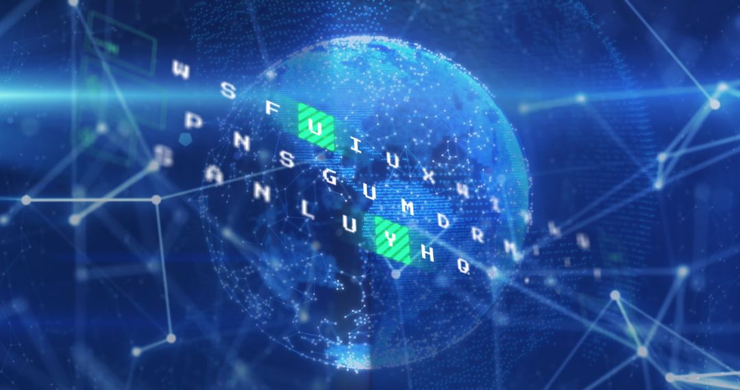 Global Data Network Concept with Spinning Digital Globe