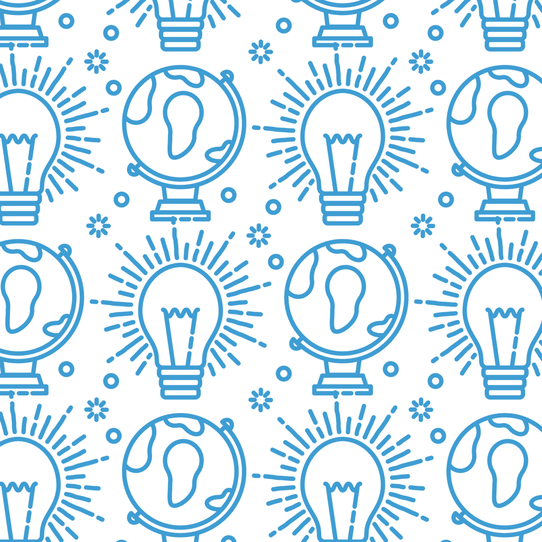 Blue Light Bulb Pattern on Transparent Background