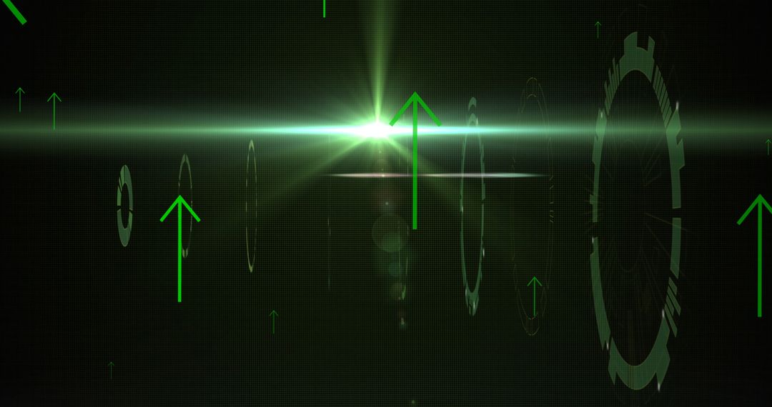 Green Arrows over Digital Scanning Interface