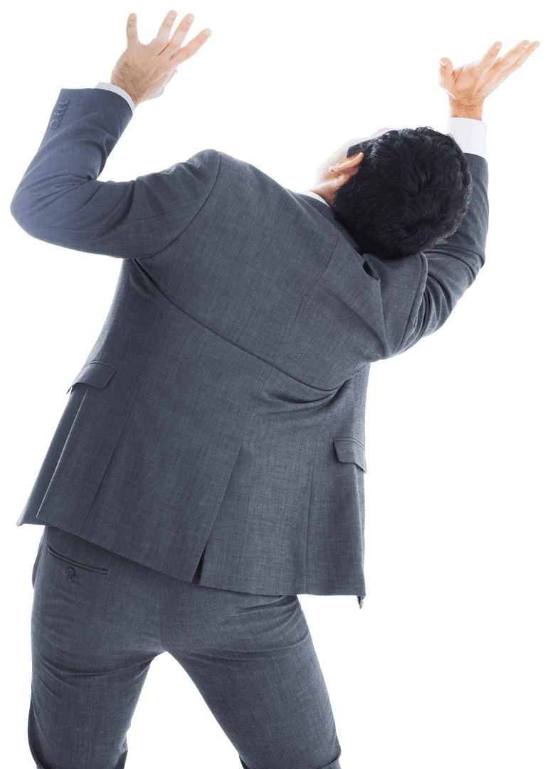 Caucasian Businessman Reaching Up Transparent Background PNG
