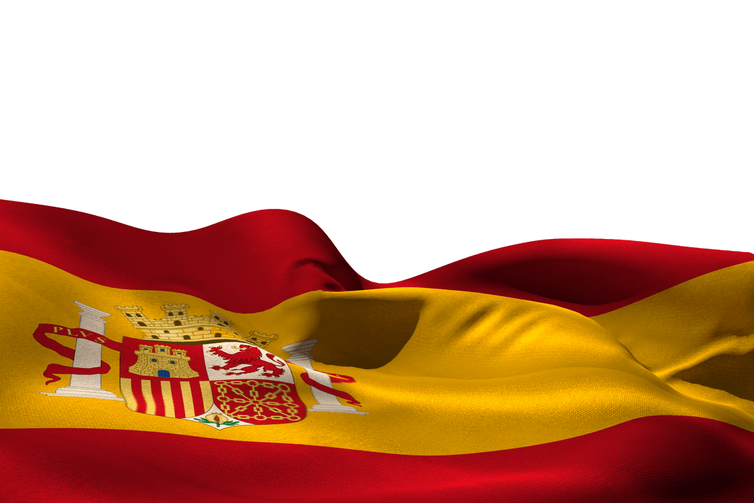 Transparent Waving Flag of Spain on Isolated Background