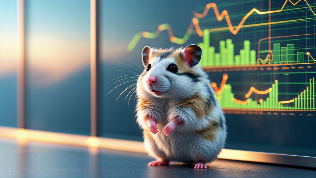 Tricolor Hamster in Tech Lab Analyzing Financial Charts