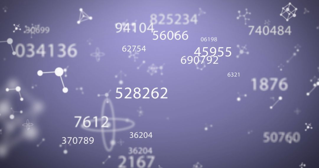 Floating Data and Network Interface on Purple Background