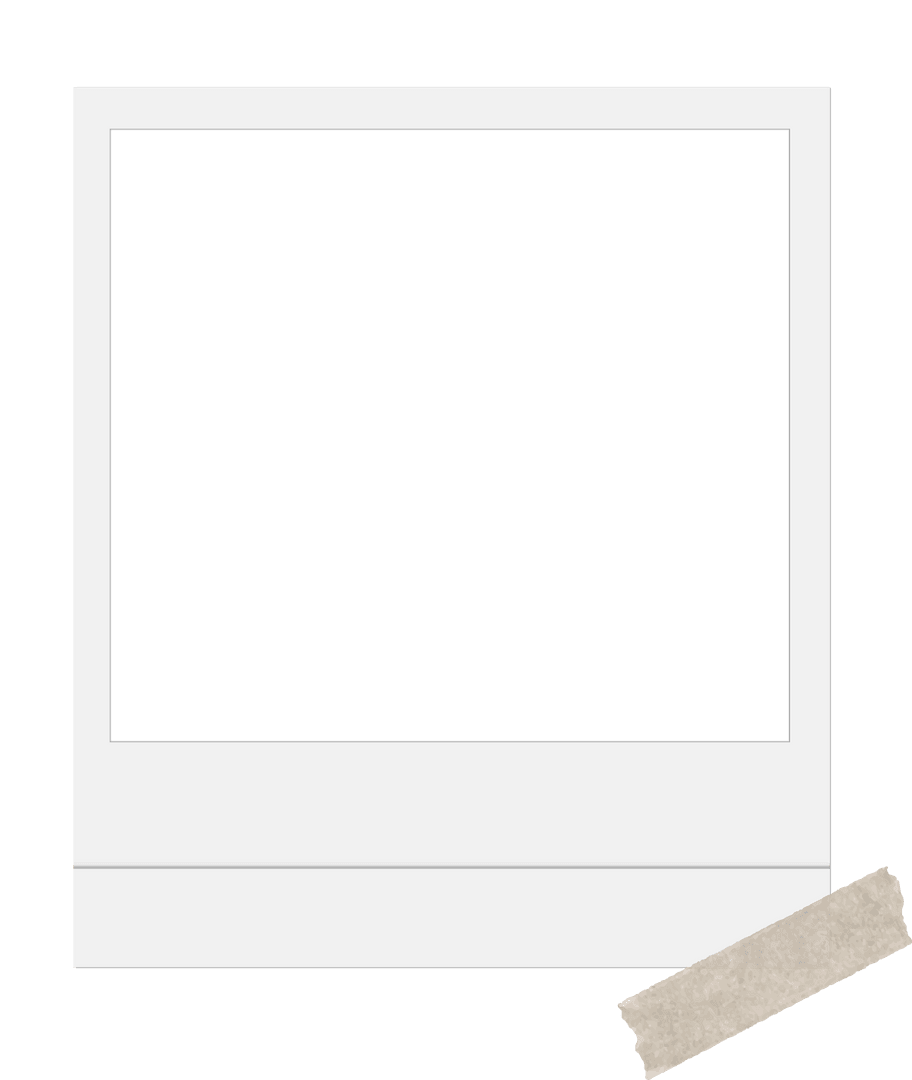 Instant Photo Frame with Brown Tape on Transparent Background Mockup