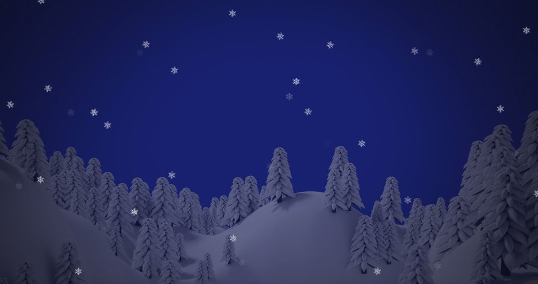 Serene Winter Wonderland with Snowy Trees and Falling Snowflakes