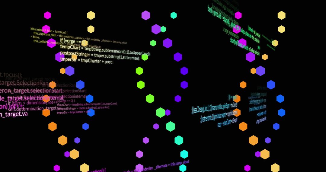 Digital dna visualization with coding elements in spectrum of colors