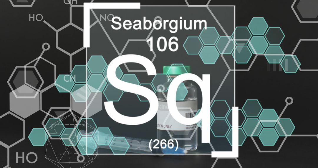 Seaborgium Element Highlight with Vials and Chemical Formulas
