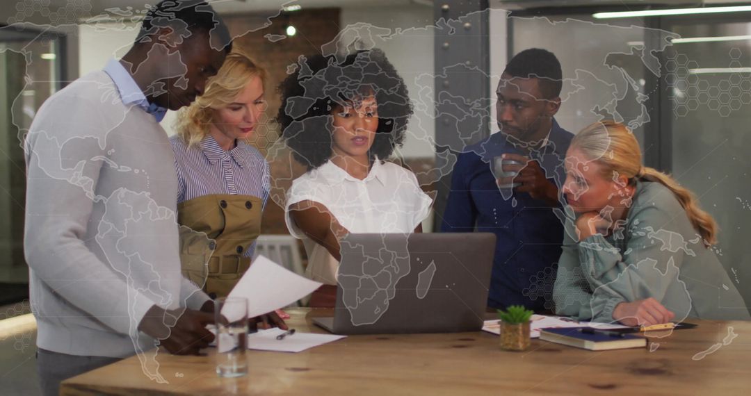 Diverse Team Collaborating at Modern Office Meeting Room Table