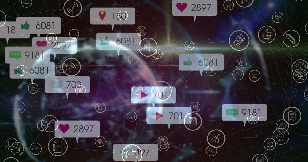 Global Digital Communication with Social Media Icons and Earth